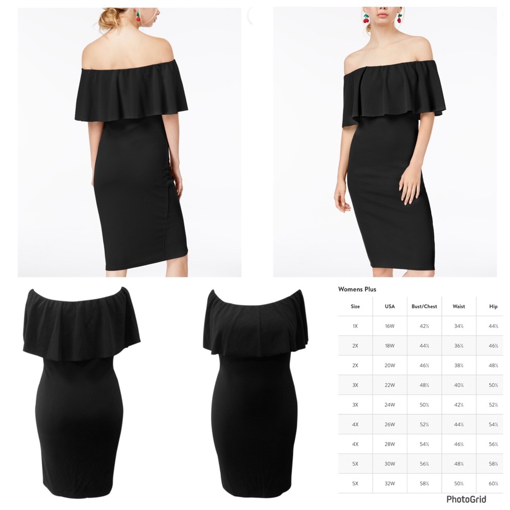 Don’t You Dare 2X plus size black off the shoulder dress NWT